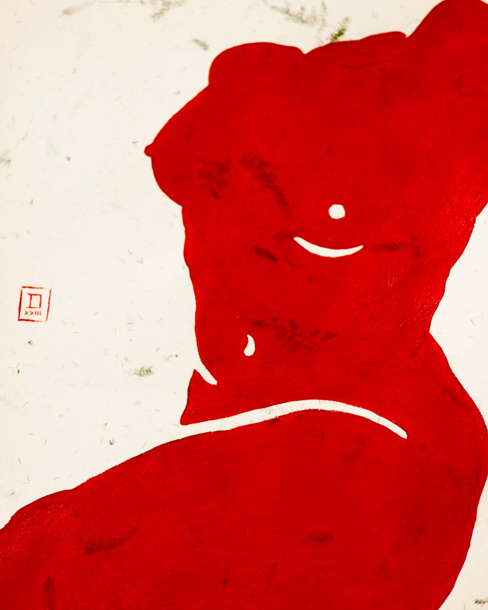 Red Torso. Original figurative drawing - fragment