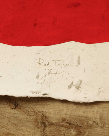 Red Torso. Original figurative drawing - signature