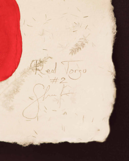 Red Torso Num 2. Original figurative drawing - signature