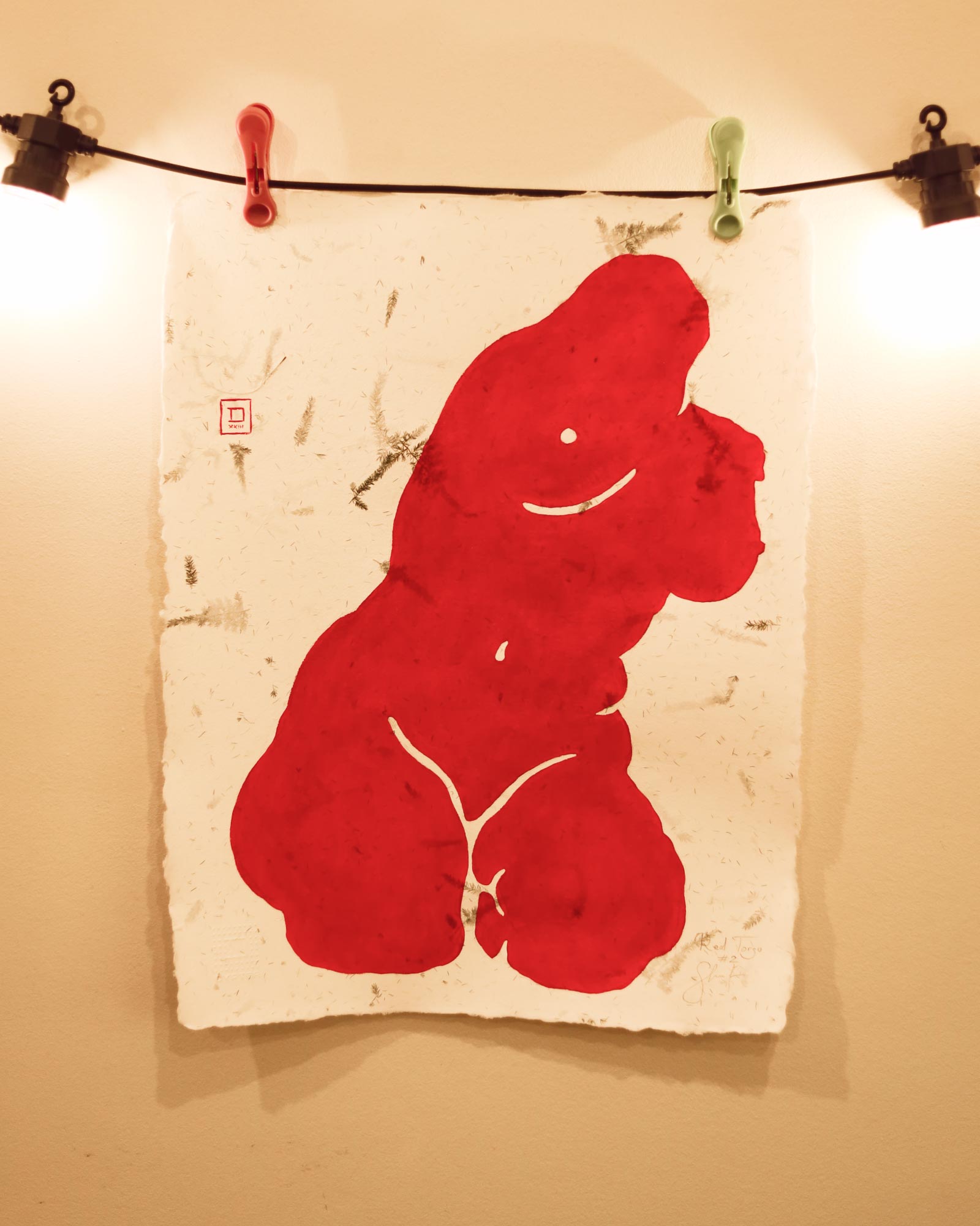 Red Torso Num 2. Original figurative drawing - interior art