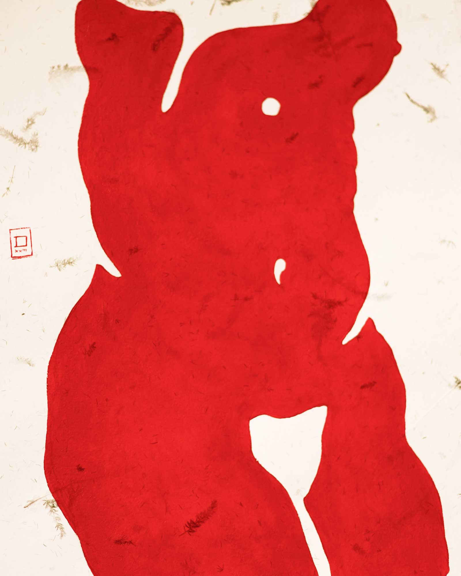 Red Torso Num 3. Original figurative drawing - fragment
