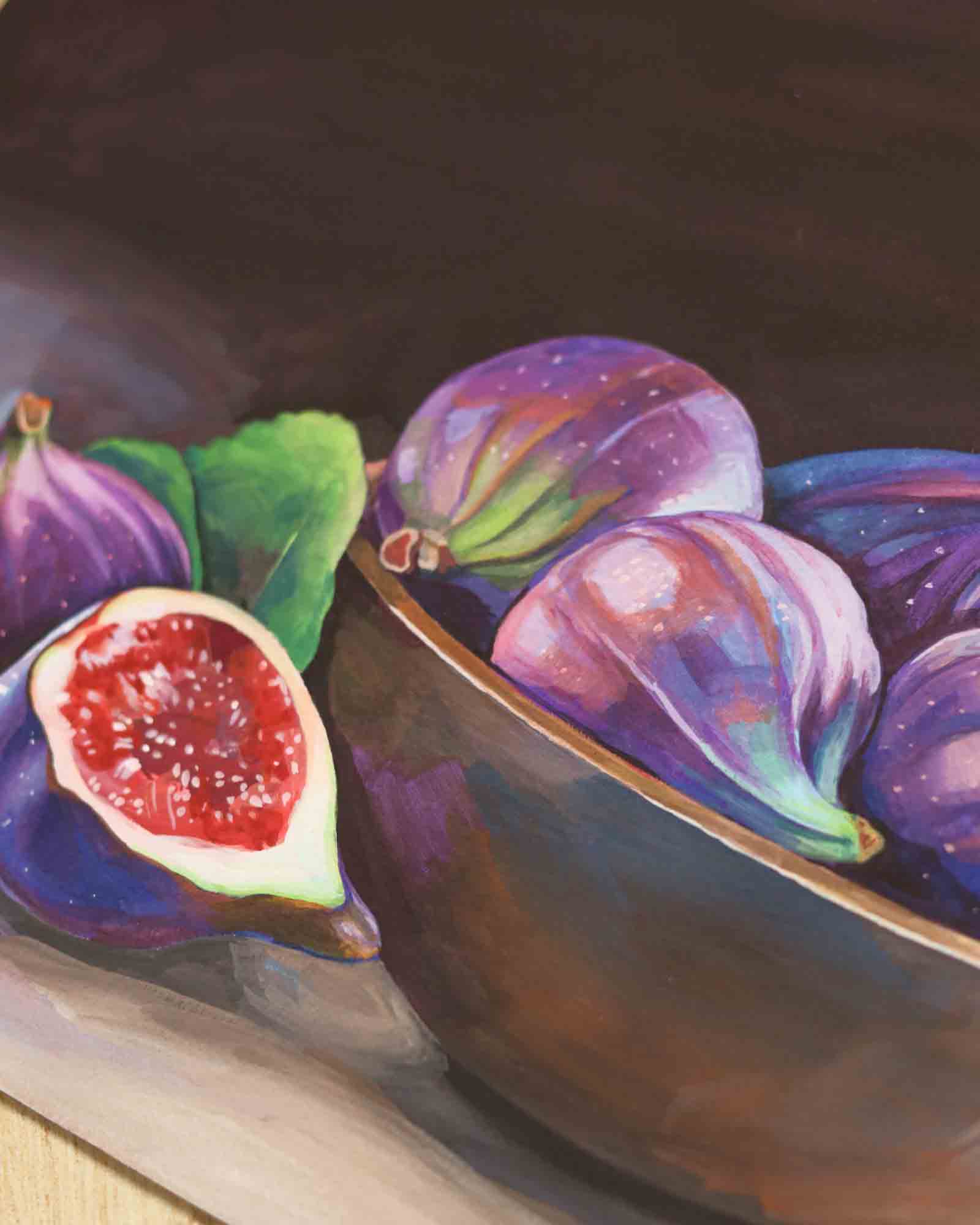Still life with figs. Original drawing - fragment 1