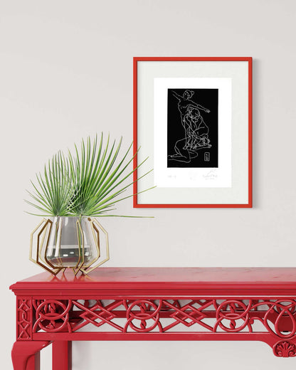 Transition of Being. Limited edition linocut - in an interior - 1